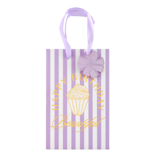 8.5" Lavender Striped Boutique Gift Bag by Celebrate It™